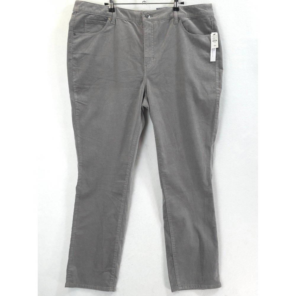 Talbots Corduroy Pants High-Waist Straight-Leg Grey Women 18W Classic Preppy